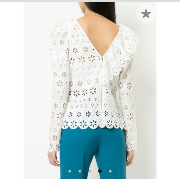 Broderie frill self portrait top in US 0 UK4 - Picture 5 of 8